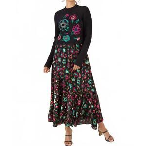 NEW ALIVIA ara maxi skirt in black holiday garden